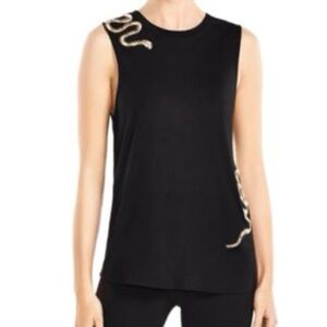 Haute Hippie Black Sleeveless Top with Snake